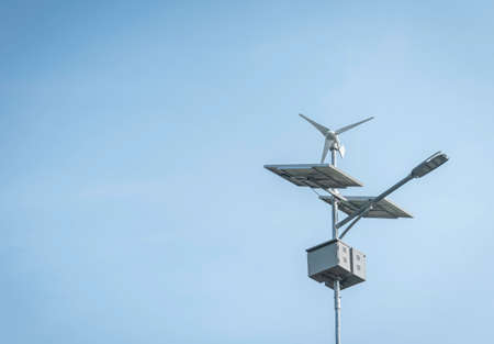 it is a lighting pole with solar system use for sustainable concept, renewable, clean energy.