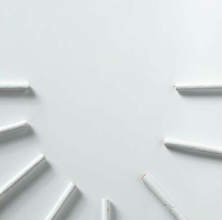 round of cigarettes isolated on white background with copy space  from top view.concept for illness, unhealthy.の写真素材