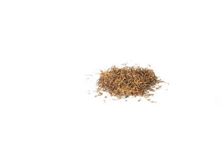 heap of tobacco on white background.の写真素材