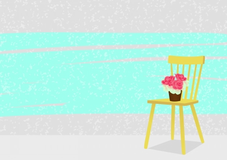 The yellow Chair beside Walls painted blueのイラスト素材
