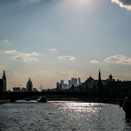 Cityscape along the Moscow Riverの写真素材
