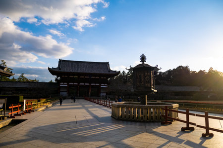 The shadow of the lantern that fell on the stone pavementのeditorial素材