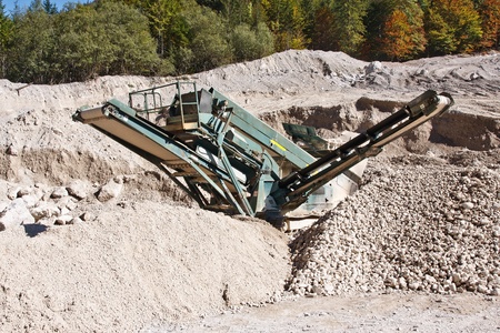Making of crushed stone at stone quarry