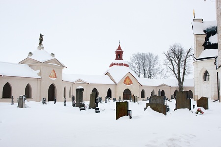 Church in winter, Zelena Hora near Zdar nad Sazavou, Czech Republic