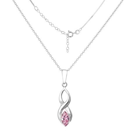 Silver necklace and pendant on white backgroundの写真素材