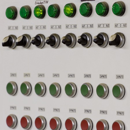Control panel with buttons and levers 