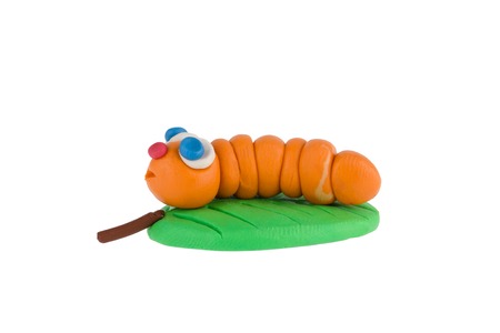 Worm from plasticine on white backgroundの写真素材