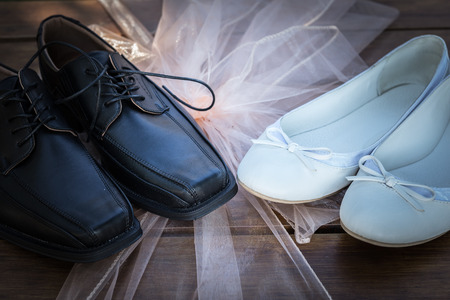 Bridal and groom shoesの写真素材