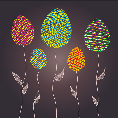 Abstract Easter eggs as a flower plants, vector illustrationのイラスト素材