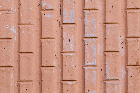 Red brick texture, close up detailed copy space brick wall backgroundの写真素材