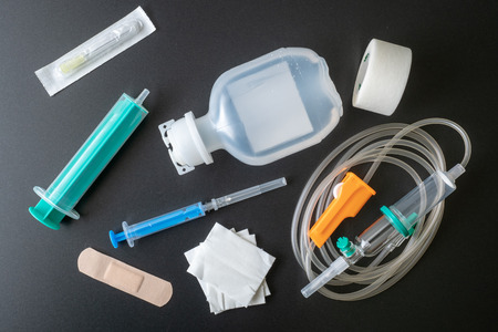 Medical Syringe and infusion set. Health care. Medical environment.の写真素材