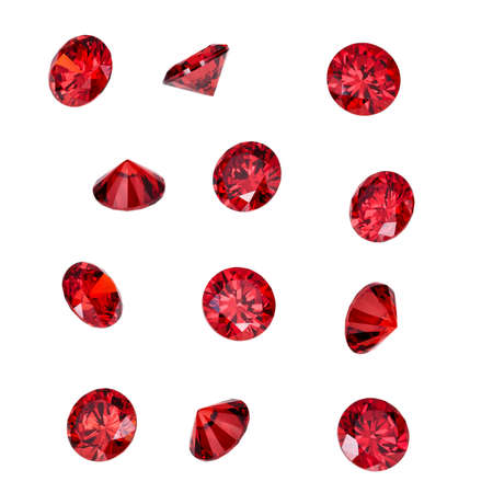 Red ruby gemstones isolated on white background. Luxury jewelry gems.