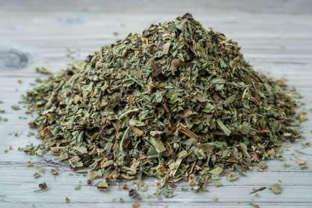 Dried natural basil spice (Ocimum basilicum)