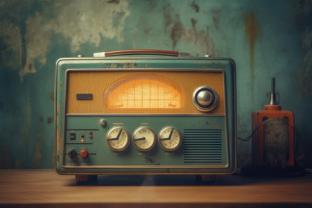 Vintage radio against the wall. Digital artの素材
