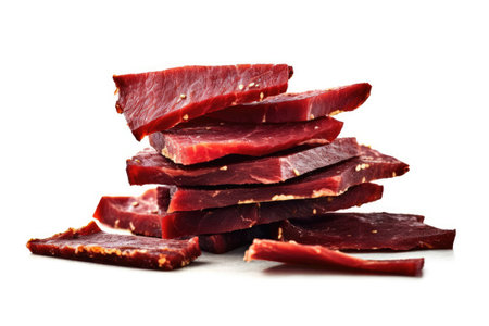 Beef jerky on a white background. Generative AIの素材