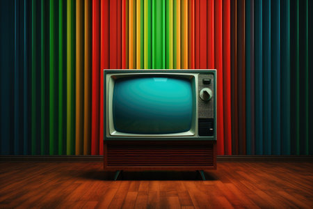 Vintage TV against the wall. Retro style. Generative AIの素材