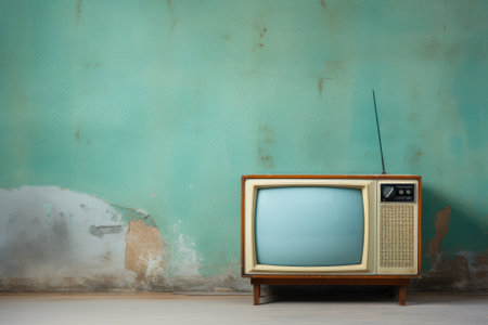Vintage TV against the wall. Retro style. Generative AIの素材