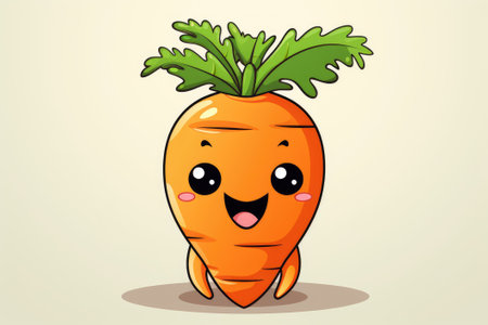 Cartoon carrot with happy faces on white background. Generative AIの素材