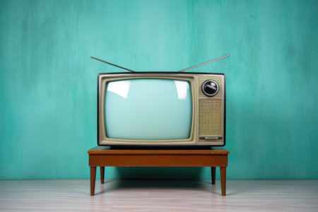 Vintage TV against the wall. Retro style. Generative AIの素材