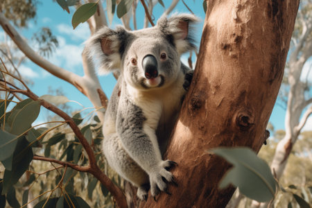Adorable Koala on eucalyptus treeの素材