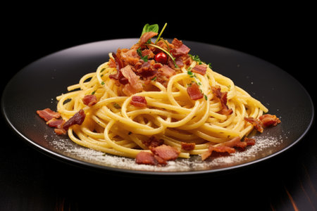 Traditional italian dish spaghetti carbonara.の素材