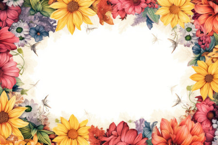 Picture frame lined with sunflowersの素材