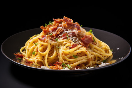 Traditional italian dish spaghetti carbonara.の素材