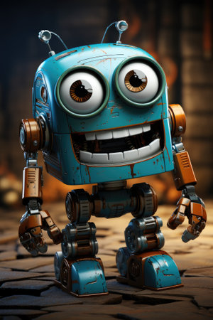 Small robot with smiling faceの素材