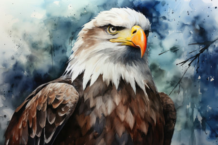 Watercolor of American bald eagleの素材