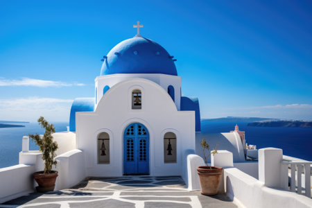 Greek church on the island of Santoriniの素材