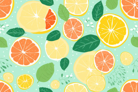 Citrus fruits seamless pattern. Risograph illustrationの素材
