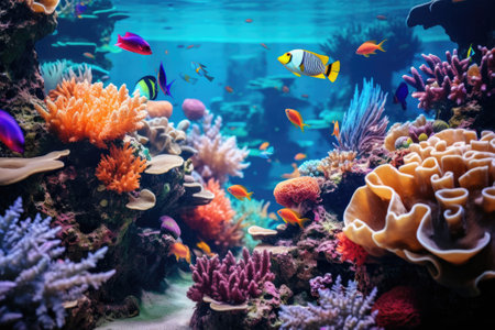Underwater shot of coral fish, corals and anemonesの素材
