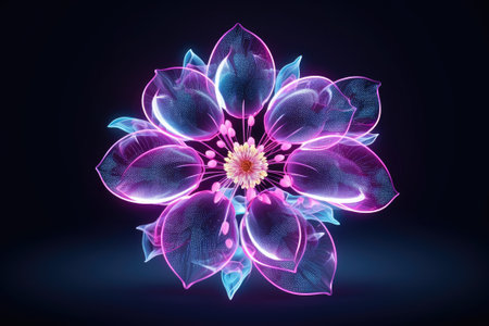 Futuristic glowing flower in neon colorsの素材