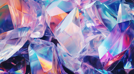 Abstract rainbow crystal background. Gem stone rock crystal textureの素材
