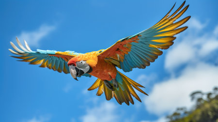 Beautifu macaw flying, Ara arakangaの素材