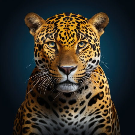 Jaguar face on a dark backgroundの素材
