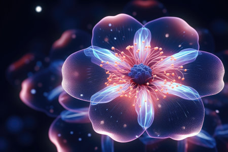 Futuristic glowing flower in neon colorsの素材