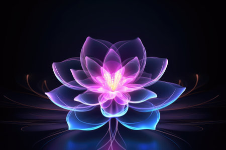 Futuristic glowing flower in neon colorsの素材