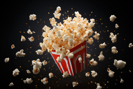 Popcorn flying out of the package.の素材