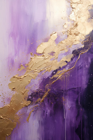 Purple and gold watercolor abstract marble background.の素材