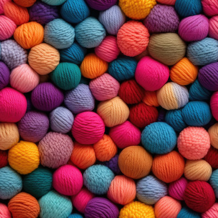 Colorful balls of wool. Seamless patternの素材