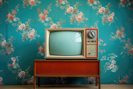 Vintage TV against the wall. Retro styleの素材