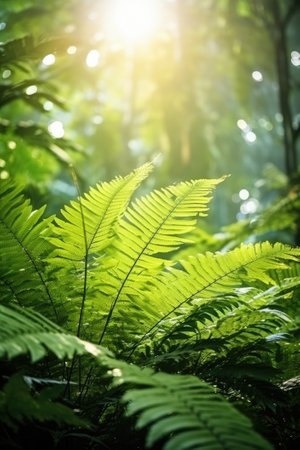 Fern leaf in the forestの素材