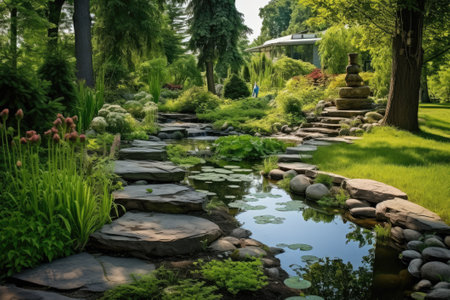 A stone path in a parkの素材