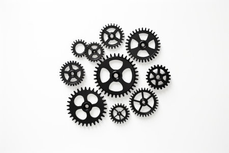 Simple gears on a white backgroundの素材