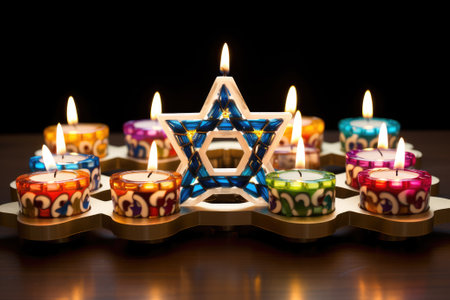 Candlestick with a star. Hanukkah Jewish holidayの素材