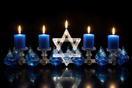 Candlestick with a star. Hanukkah Jewish holidayの素材