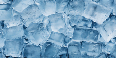 Ice cubes on a dark blue background.の素材