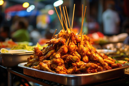 Fried food on a stick, Thai street foodの素材