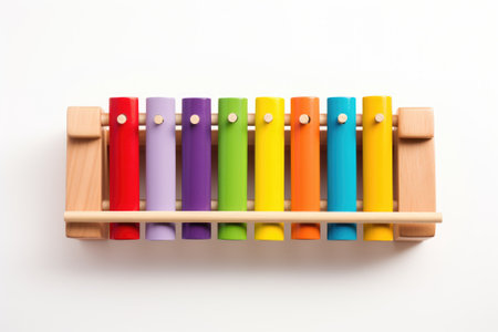 Colorful wooden xylophone on white backgroundの素材